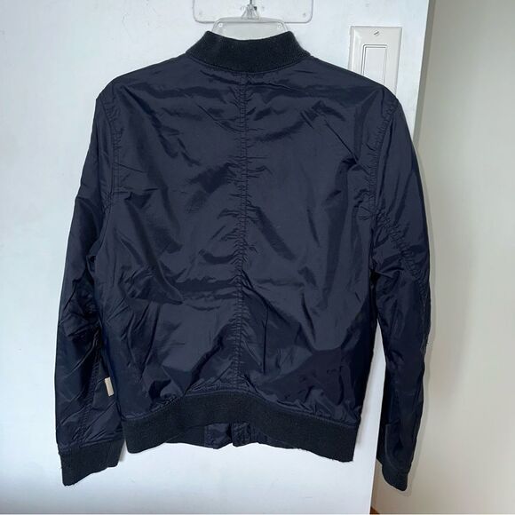 Bundle 2 Mens Small Bomber Fleece Lined Jacket with Hoodie Zip Up - Navy Grey - Picture 4 of 9